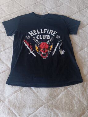 Stranger Things Hellfire Club Black Graphic T-Shirt Size S (No Tags)